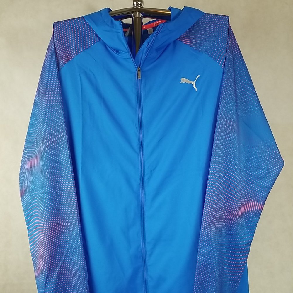 NWT Puma Jacket Men Size 2X Run Full Zip Training Blue Casual Athletic Outerwear